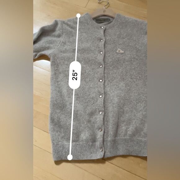 Monte Carlo Light Khaki Angora Wool Open Front Cardigan 38/L - Picture 13 of 16